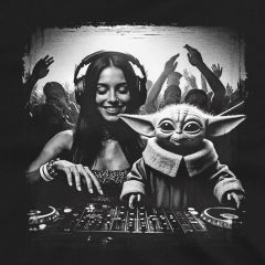 Baby Yoda achter de draaitafel T-shirt